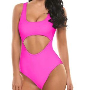 Ekouaer  Pink Women Cut Out Bathing Suits size Large NWT